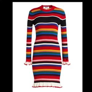 MSGM
Women's Red Striped Rib-knit Sweater Dress